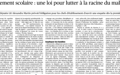 Ma proposition de loi visant à mieux lutter contre le harcèlement scolaire reprise dans le Figaro